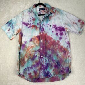 Polo By Ralph Lauren Men’s Size Medium Tie Dye Button Up T Shirt Made In Canada